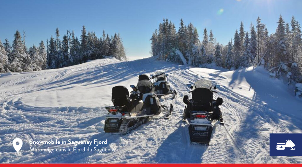 Groupe de motoneige au Fjord du Saguenay